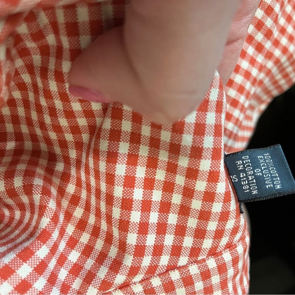 Ralph Lauren Classic Fit Orange Gingham Button Down Collared Shirt Long Sleeve M - Picture 6 of 9